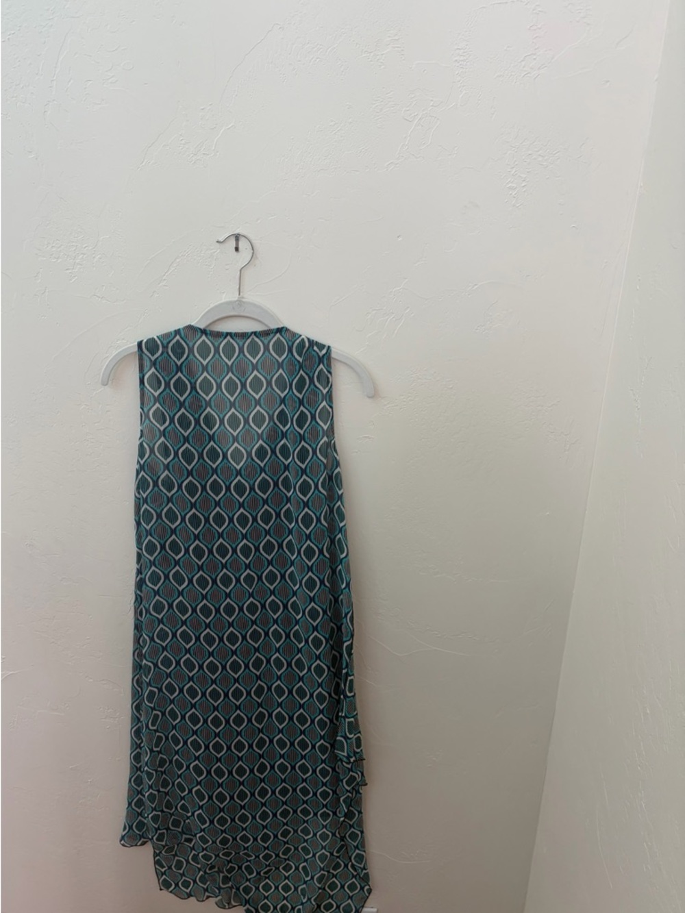 Kensie Teal Geometric Long Sleeve Dress